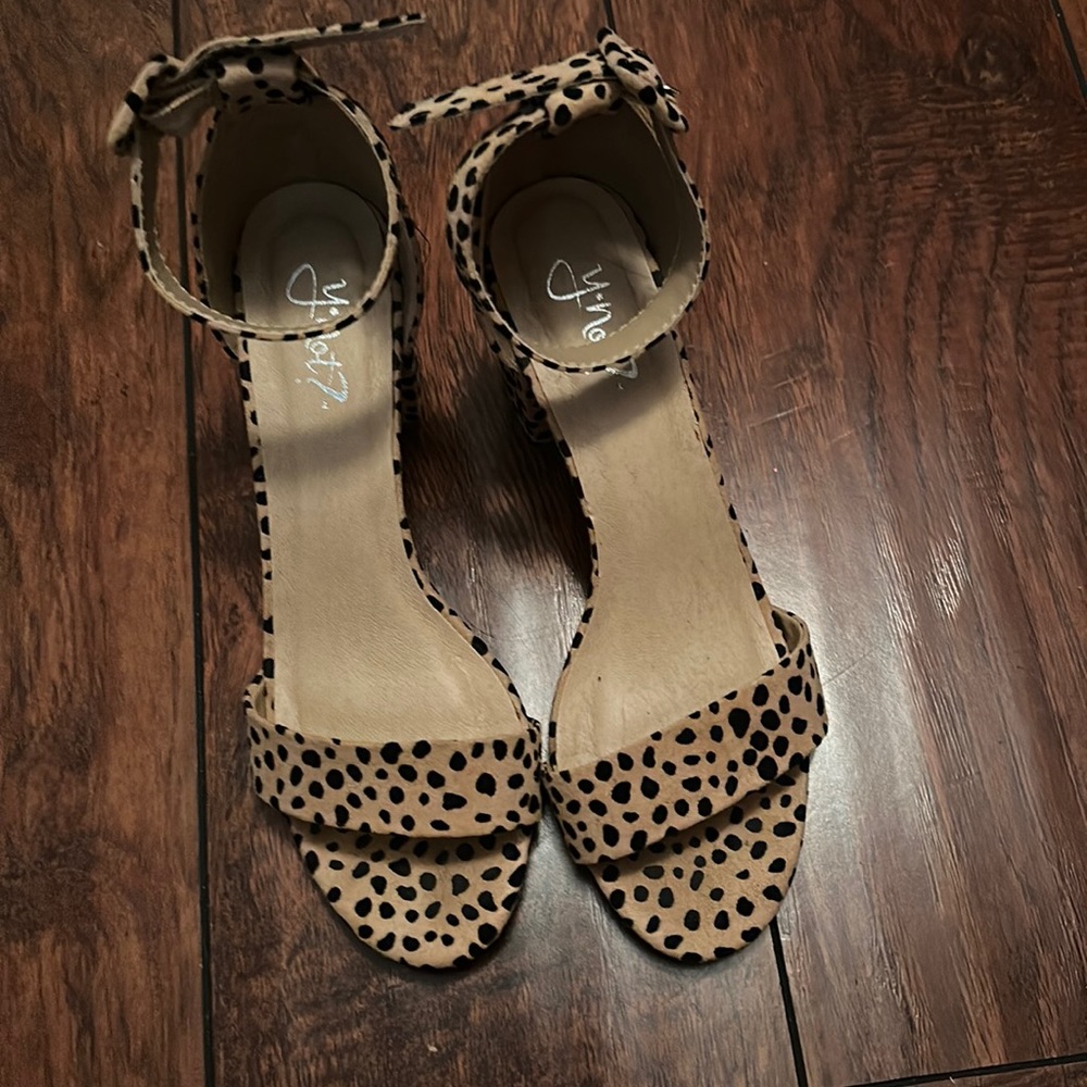 Leopard print chunky heels